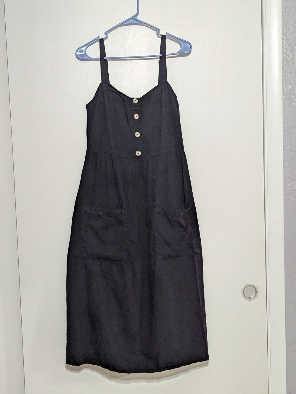 Women’s Black Button-Front Sundress with Pockets